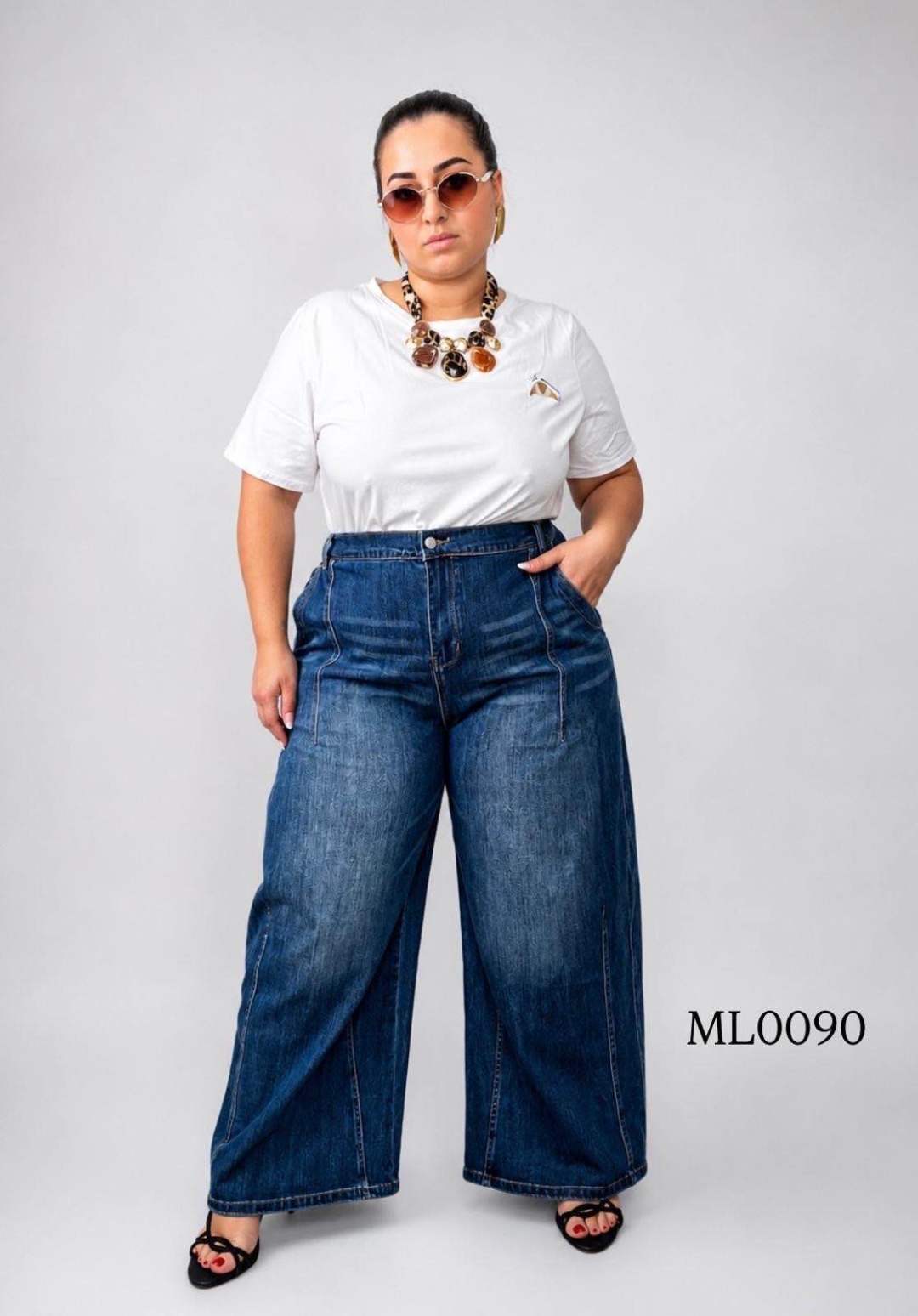 High‑Waist Wide‑Leg Jeans