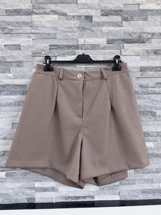 High‑Waist Faux Leather Shorts