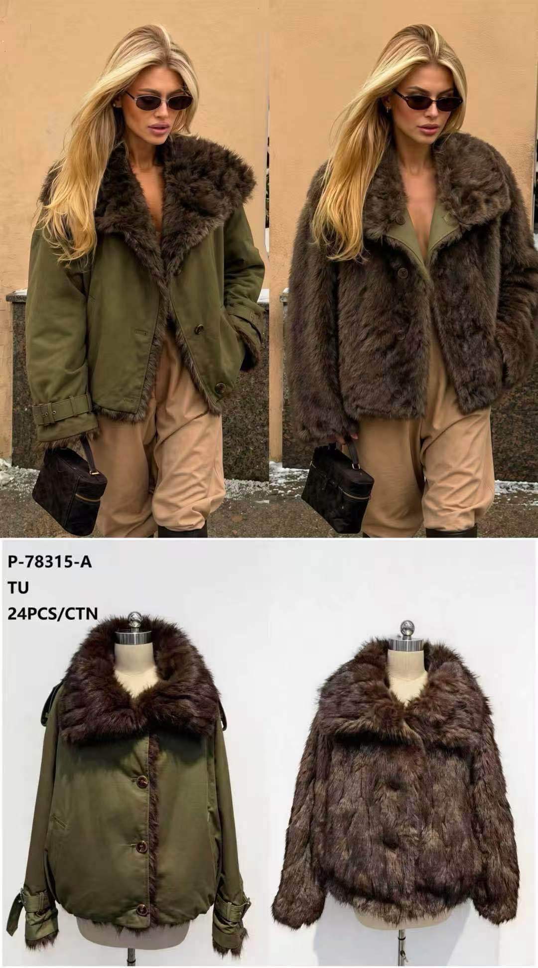 Jacket with Plush Collar
