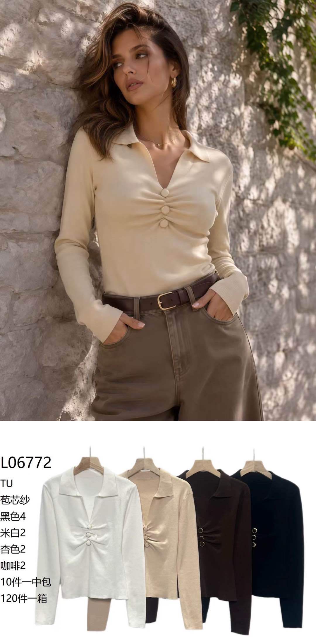 Fitted Blouse with Collar