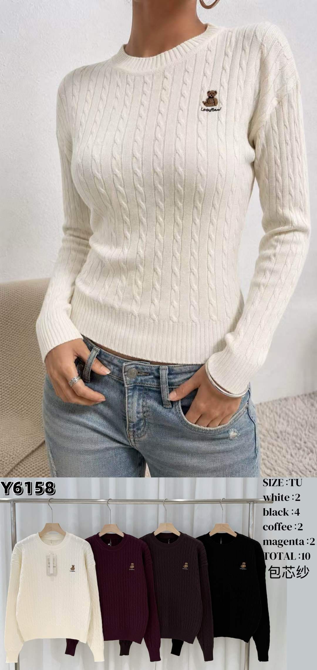 Fitted Sweater with Embroidery