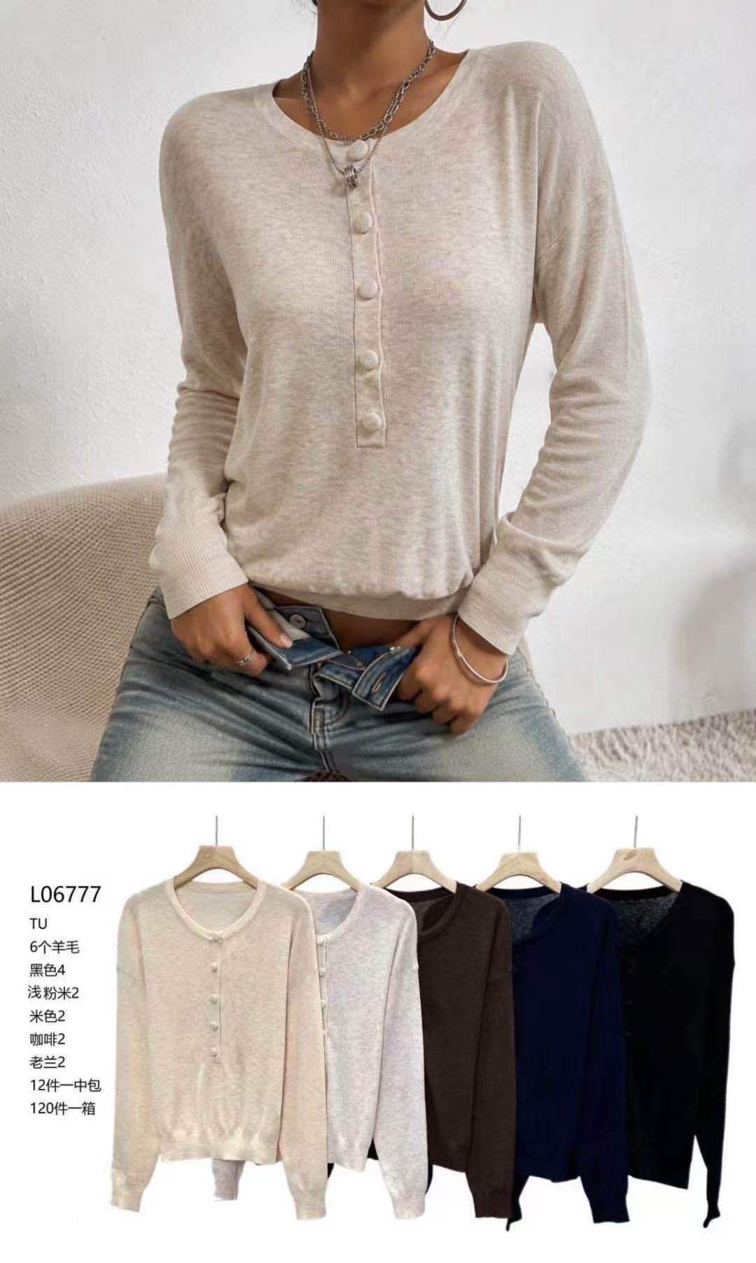 Sweater with Decorative Buttons