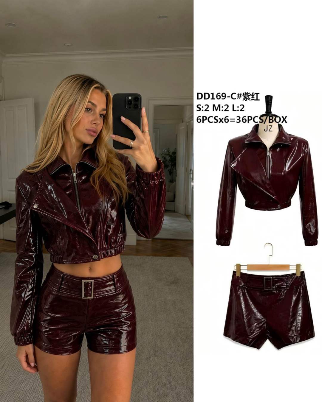 Fitted Short Set in Eco Leather