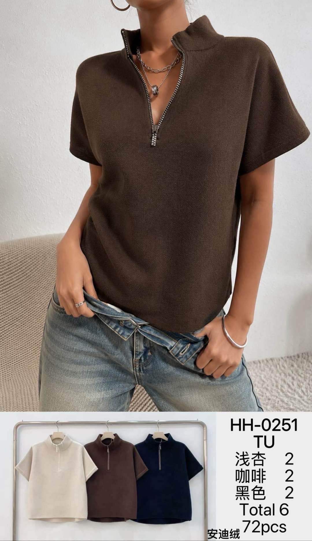 Short-Sleeve Mock-Neck Top