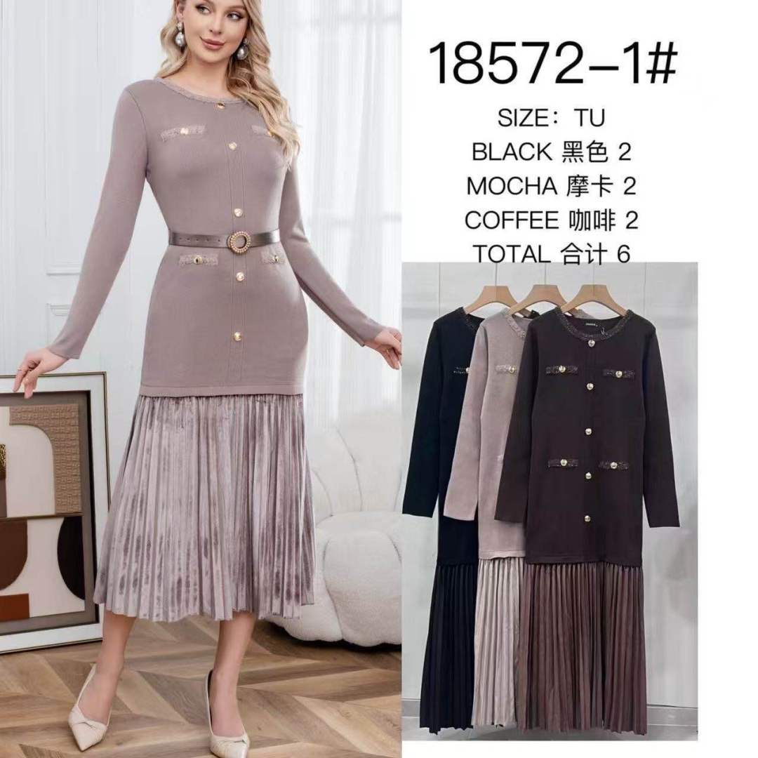 Pleated Midi Sweater Dress