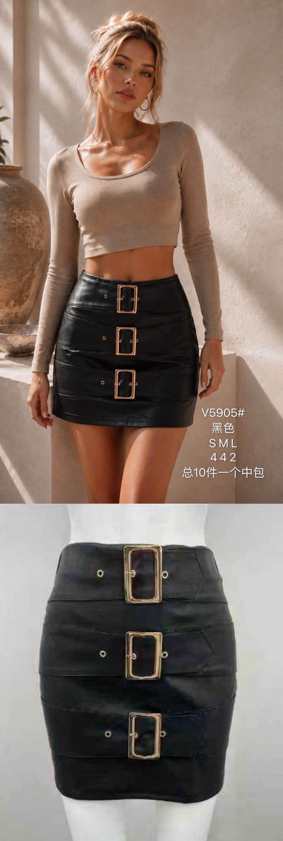 Button-Front Mini Pencil Skirt
