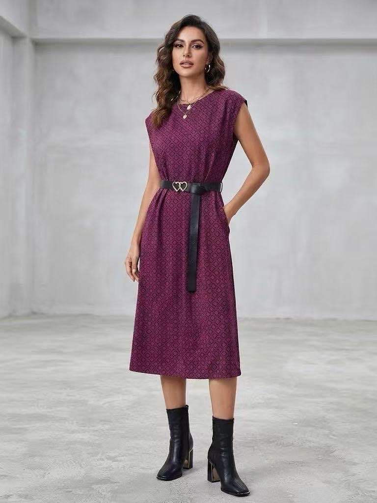 A-line Dress with Waist Belt