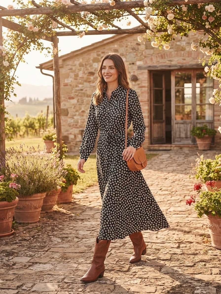 Belted Shirt Midi Dress