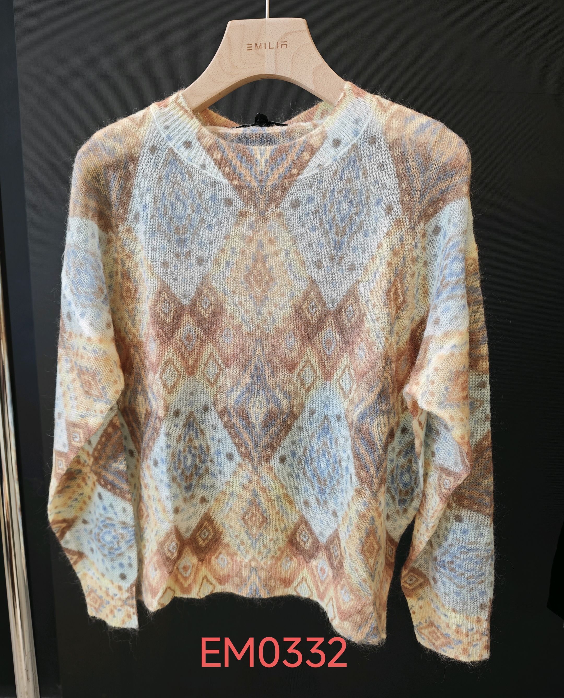 Geometric Sweater with Round Neck