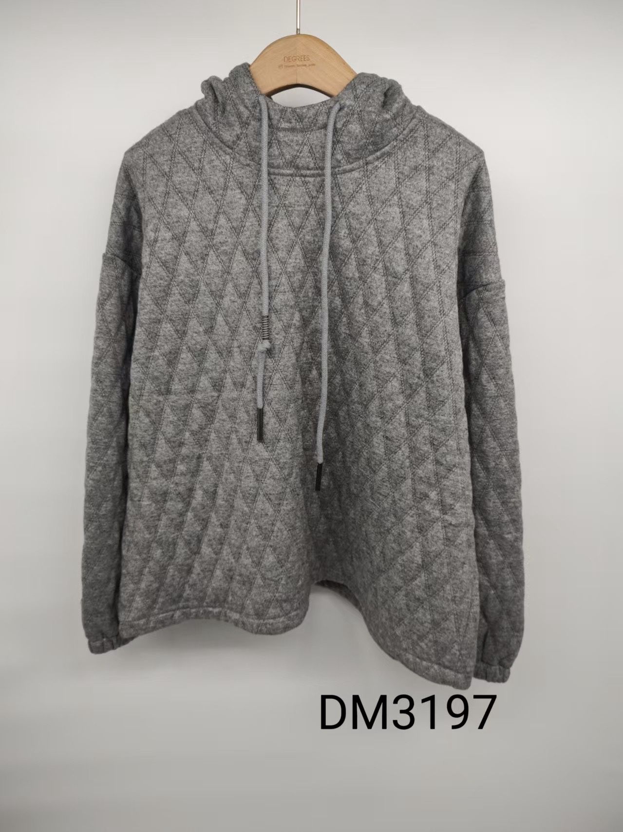 Diamond-Quilted Hooded Sweatshirt