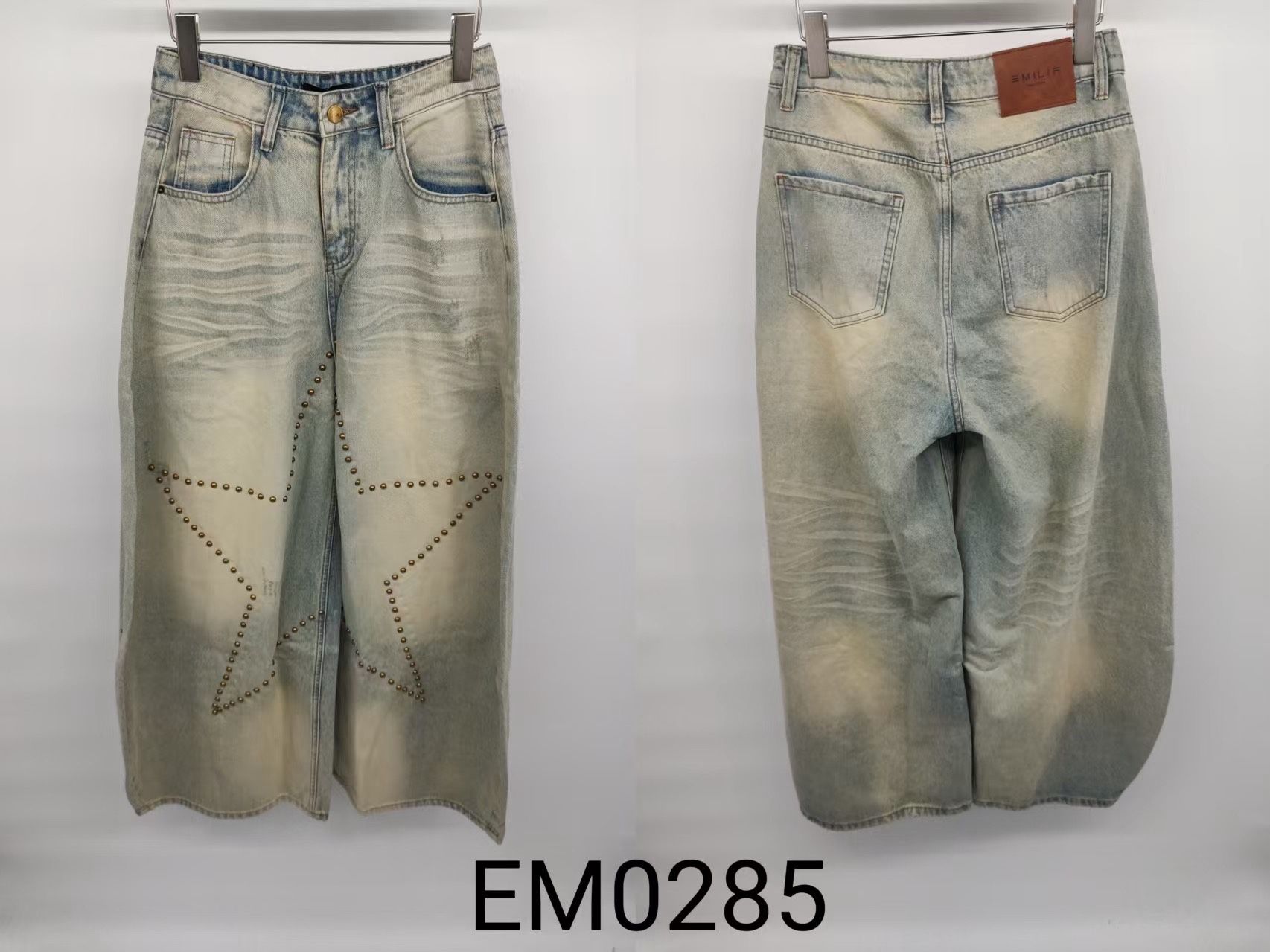 Wide‑Leg Studded Trousers