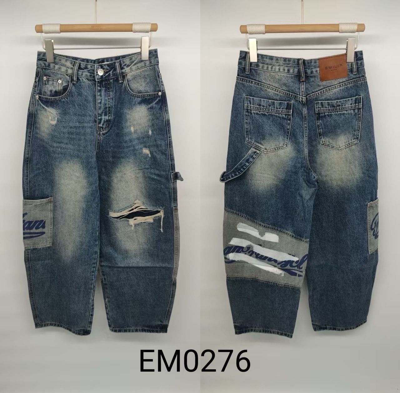 Wide-Leg Jeans with Cut-Outs