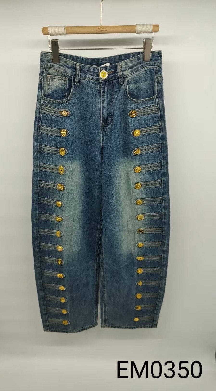Straight Jeans with Button Details