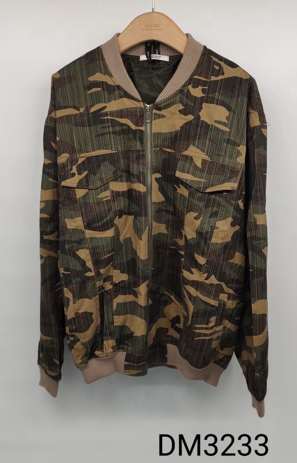 Camo Bomber Jacket with Stand Collar