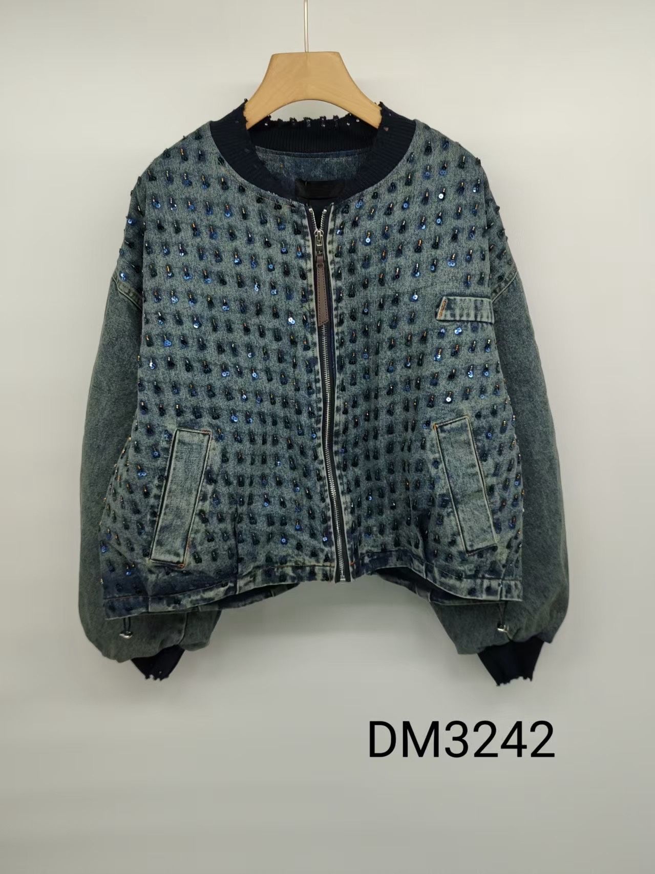 Oversized Sequin Denim Jacket