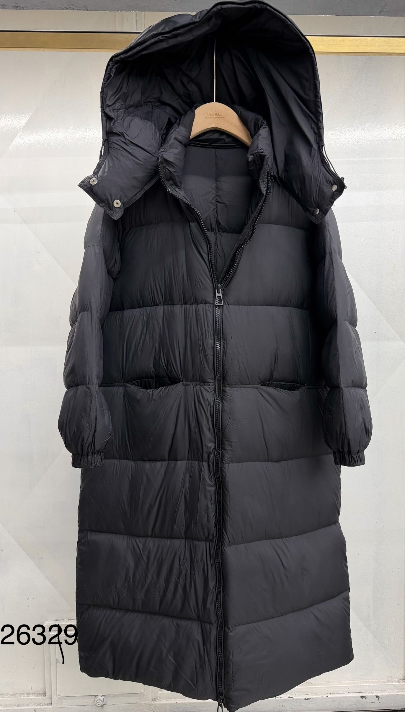 Quilted Midi Coat with Hood