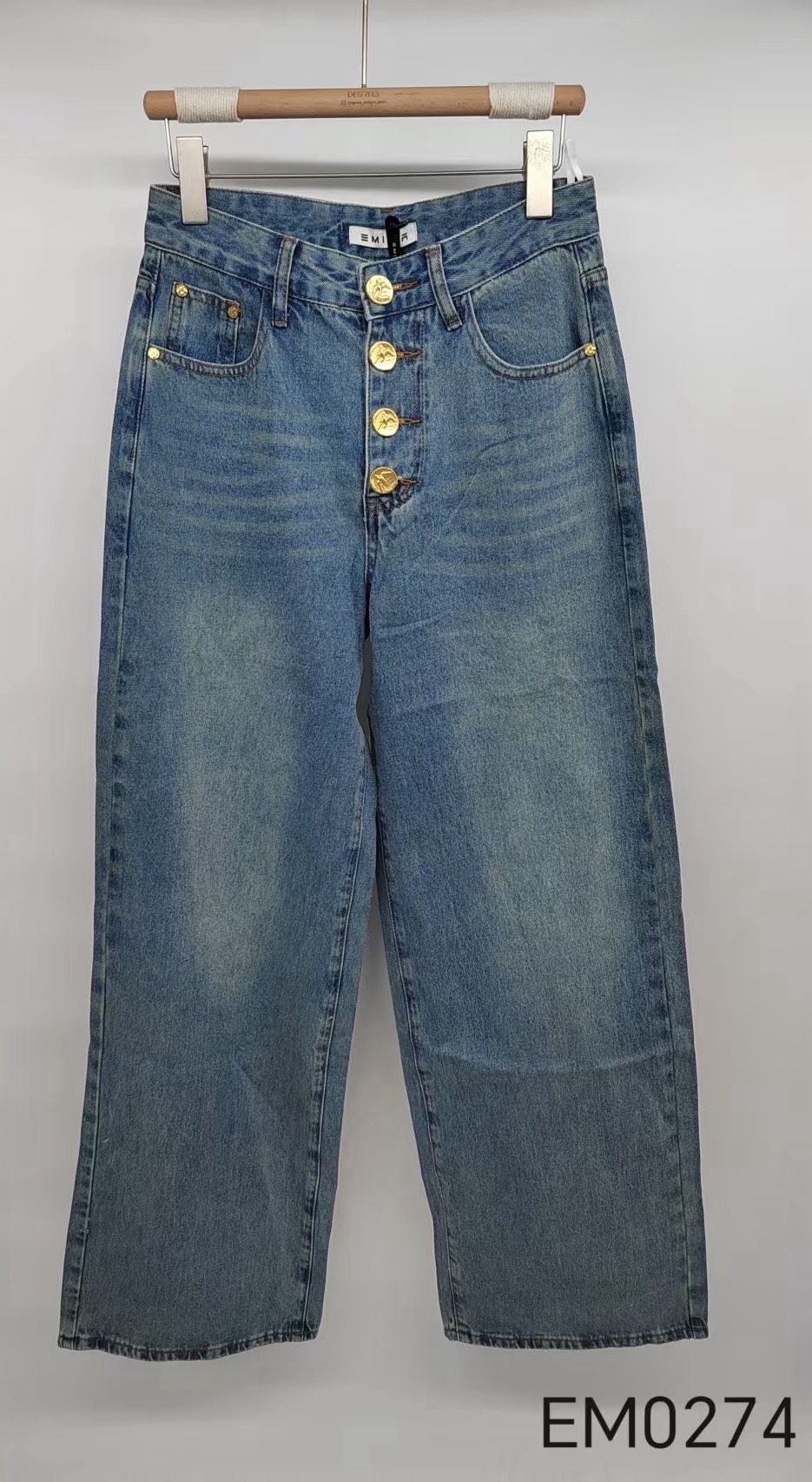 High‑Waist Straight Jeans