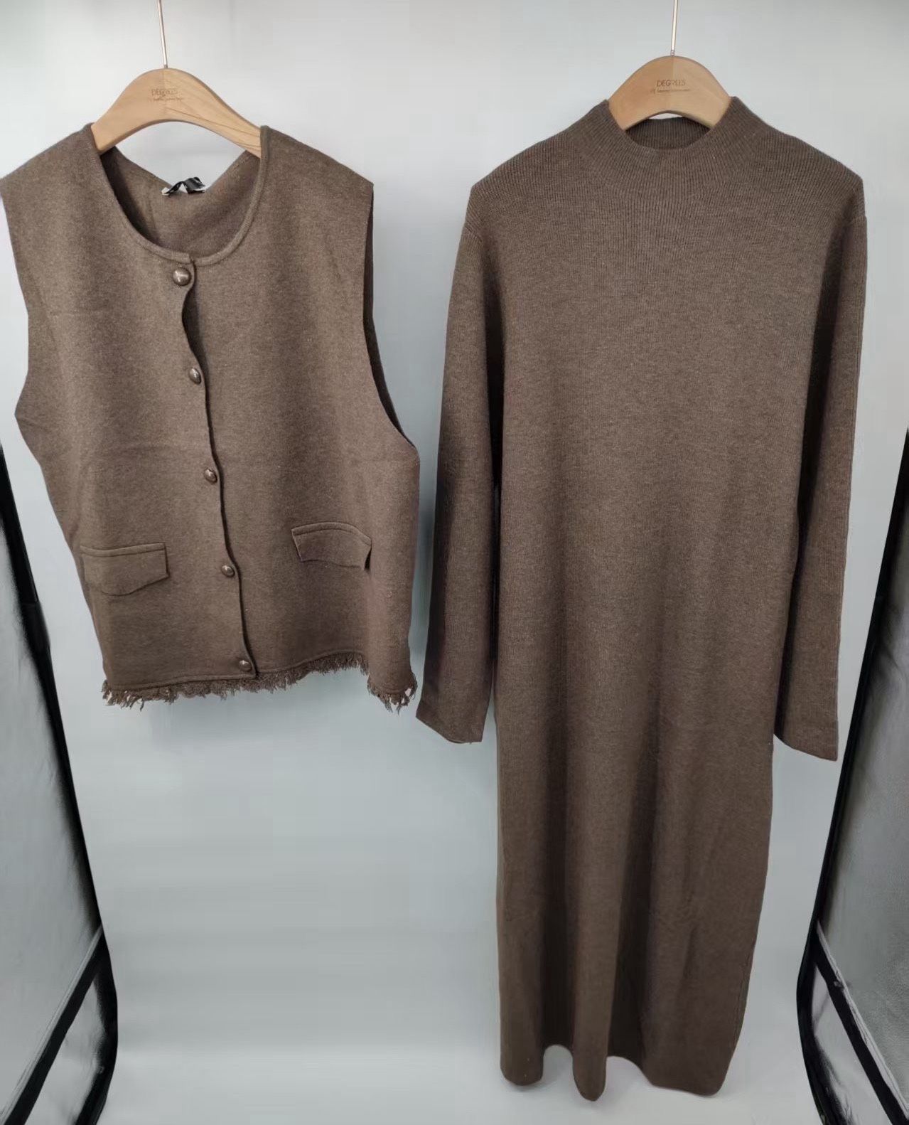 Maxi Dress Set with Vest