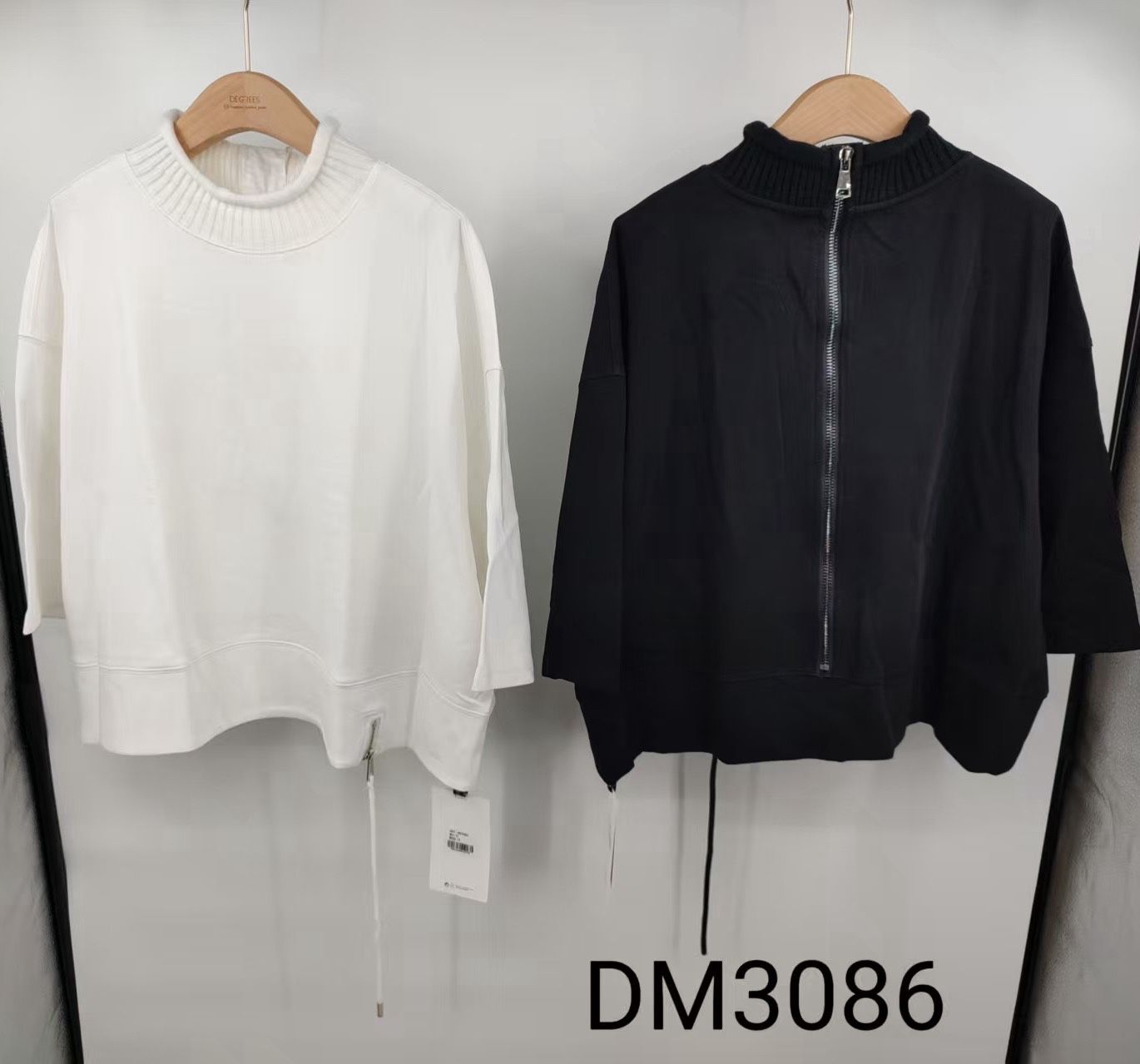 Relaxed Zip-Up Sweatshirt with Stand Collar