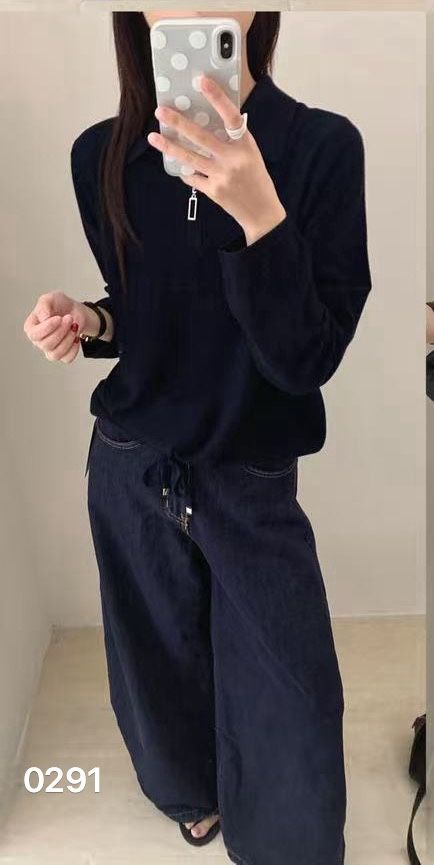 Half-Turtleneck Sweater with Drawstrings