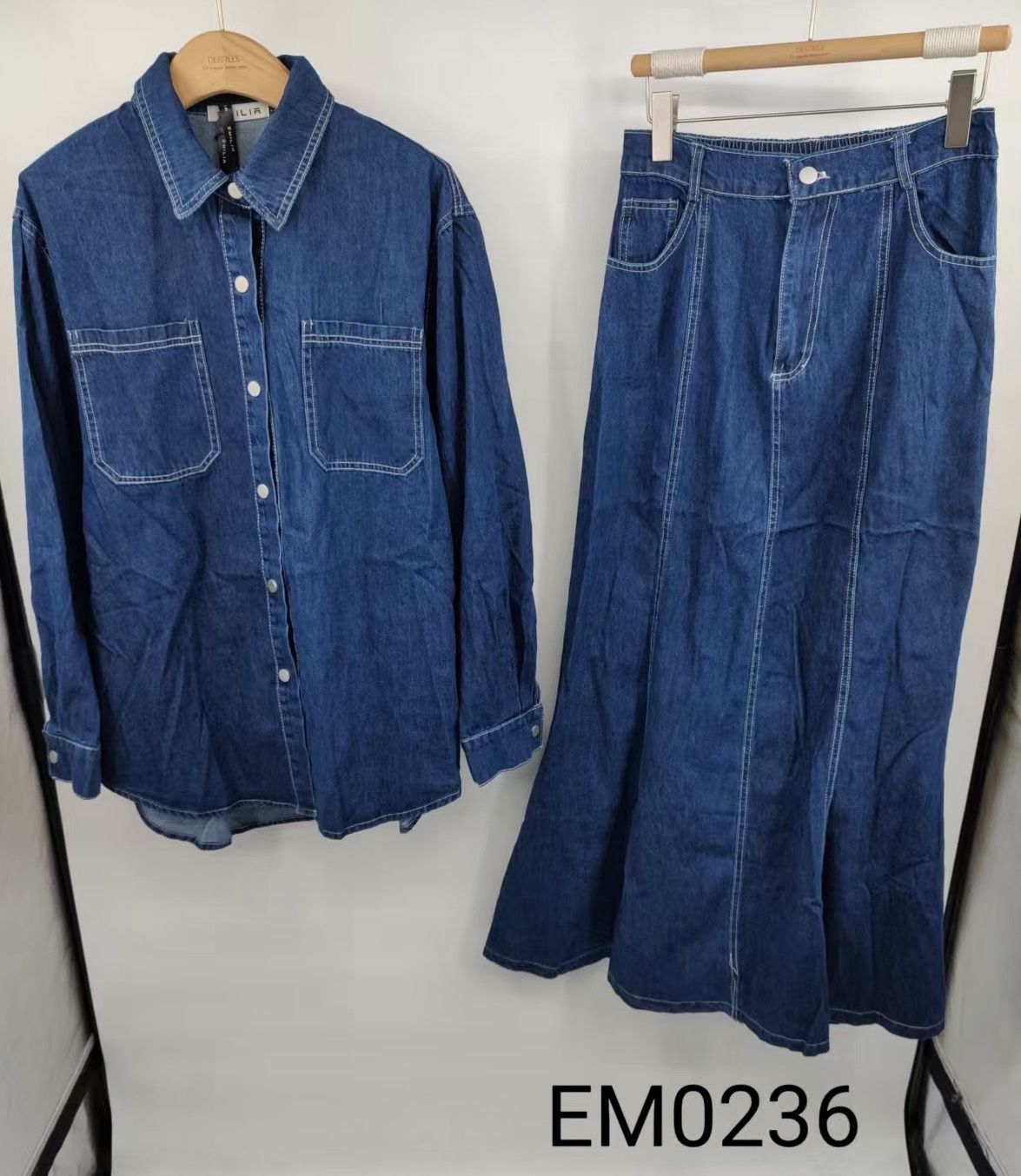 Midi Set with Shirt Collar