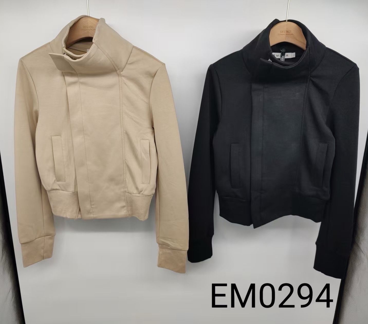 Cropped Jacket with Mock Neck