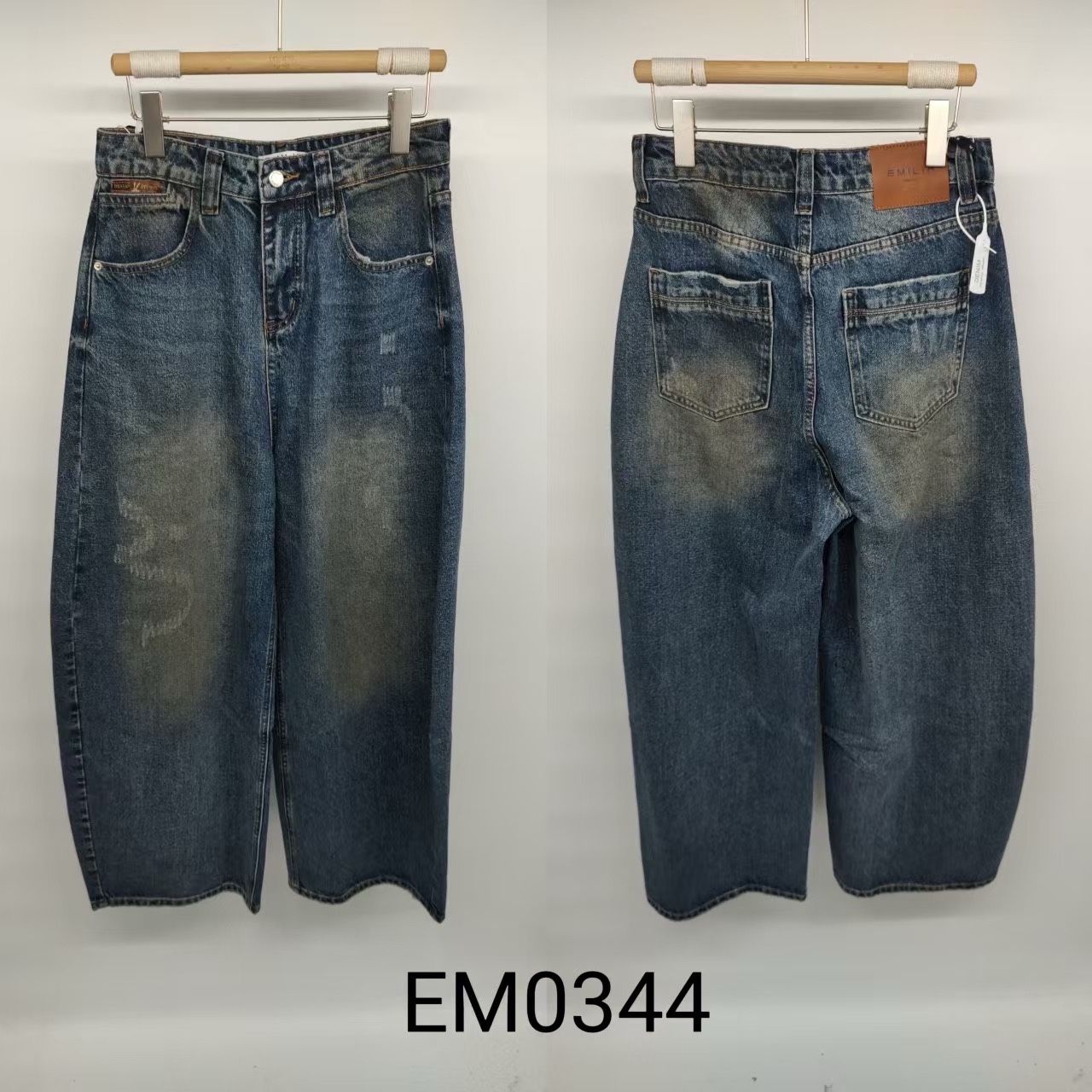 Straight Jeans with Faded Finish