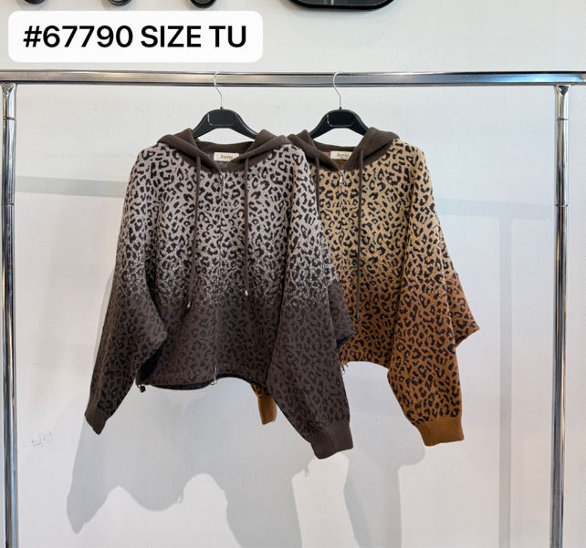 Loose Hoodie with Leopard Print