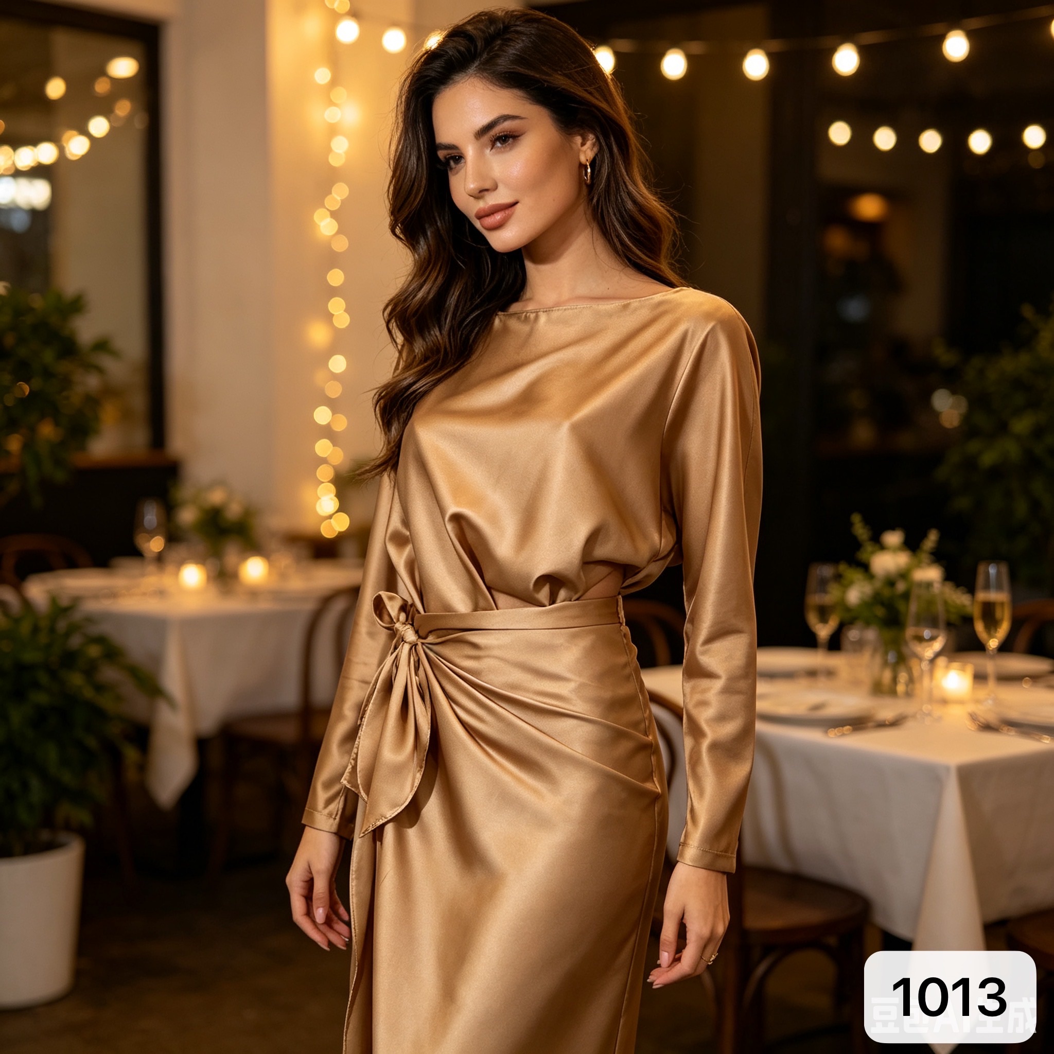 Wrap Midi Dress with Waist Tie