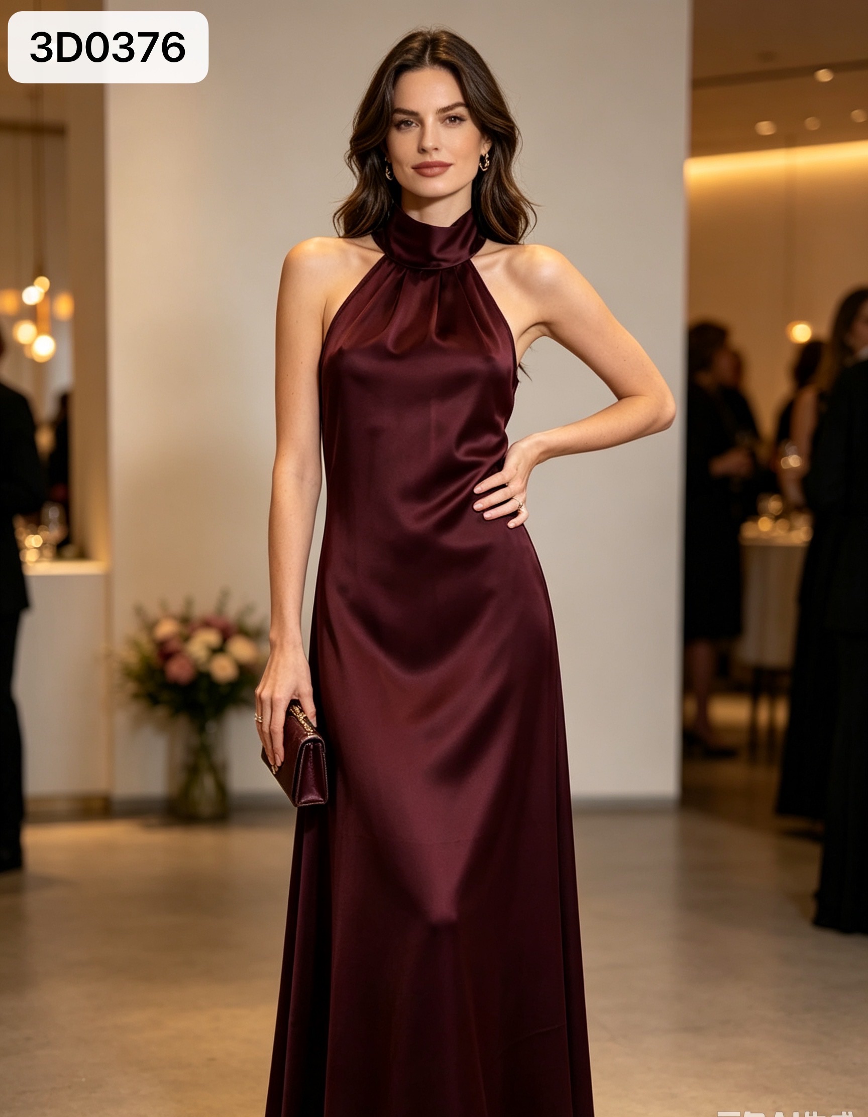 Halter Maxi Dress with Bow