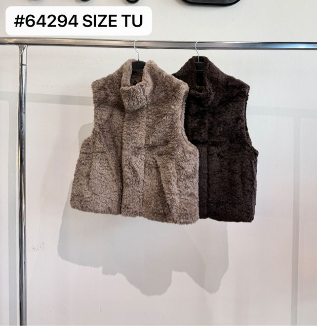 Teddy Fleece Vest with Funnel Neck