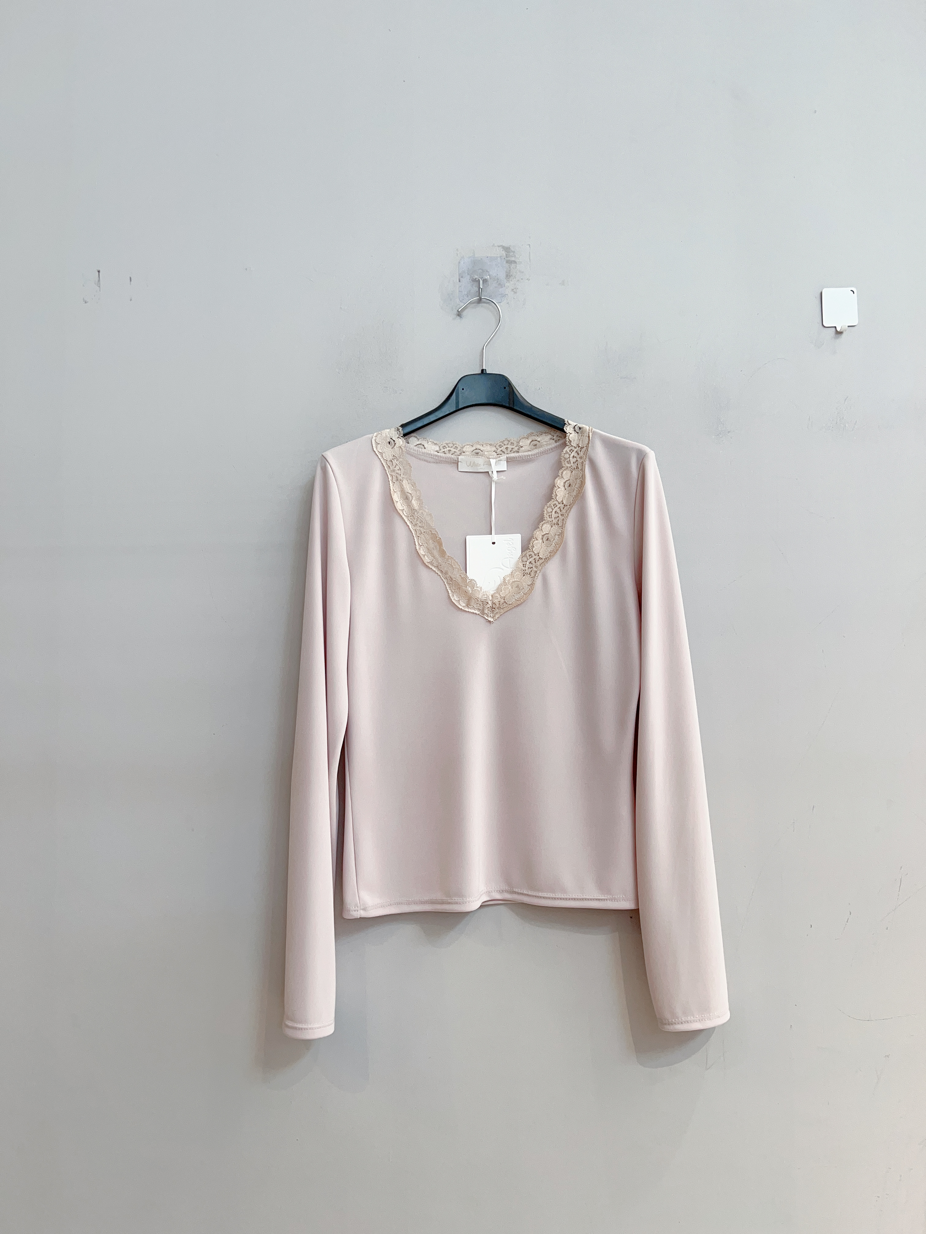 Lace-Trim V-Neck Blouse