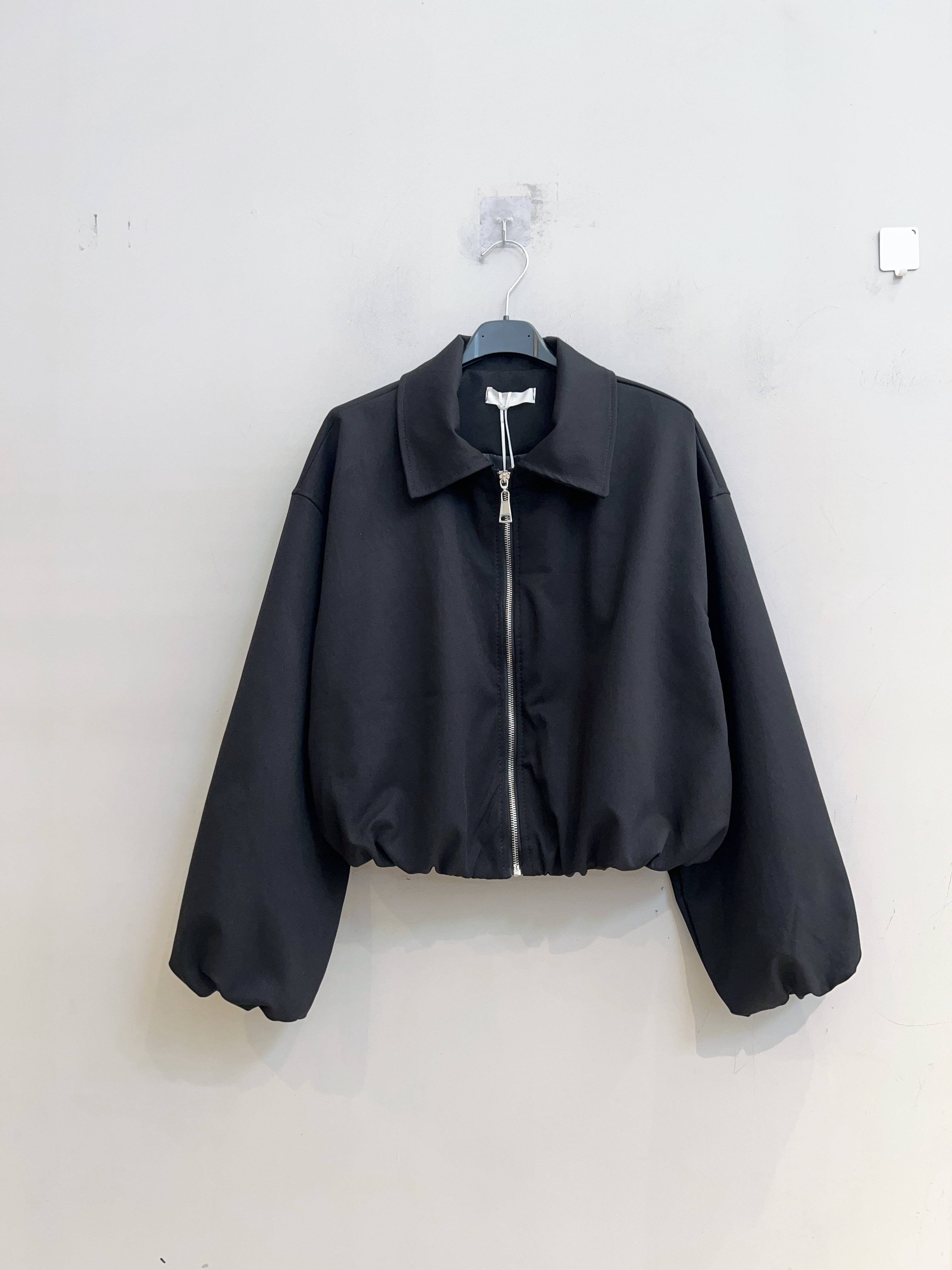 Cropped Jacket with Shirt Collar
