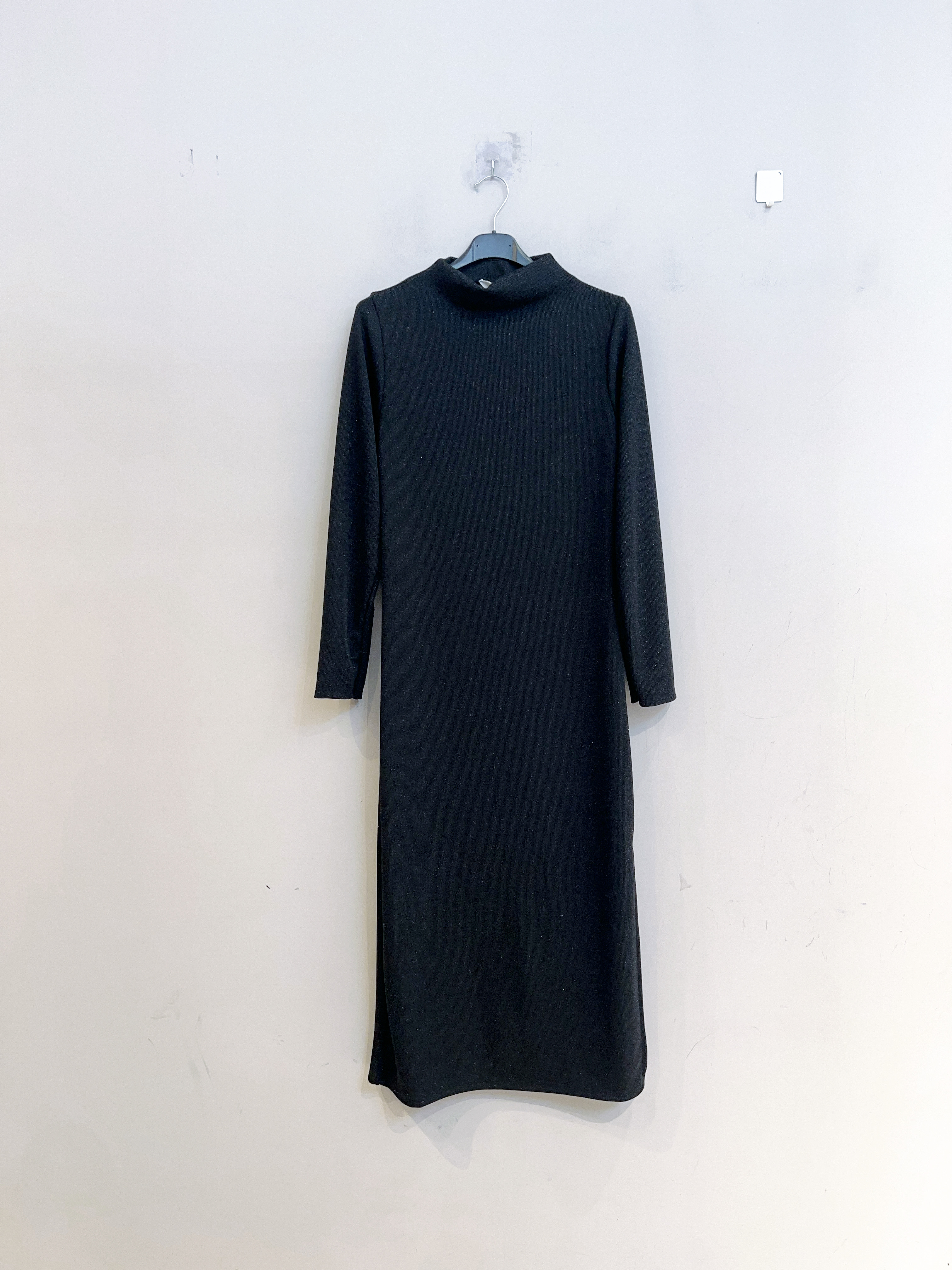 Ribbed Midi Sweater Dress with Funnel Neck