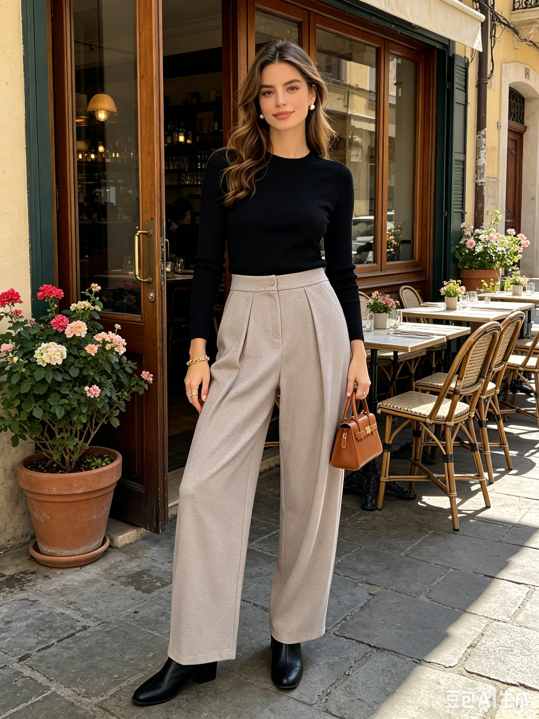 High-Waist Wide-Leg Trousers
