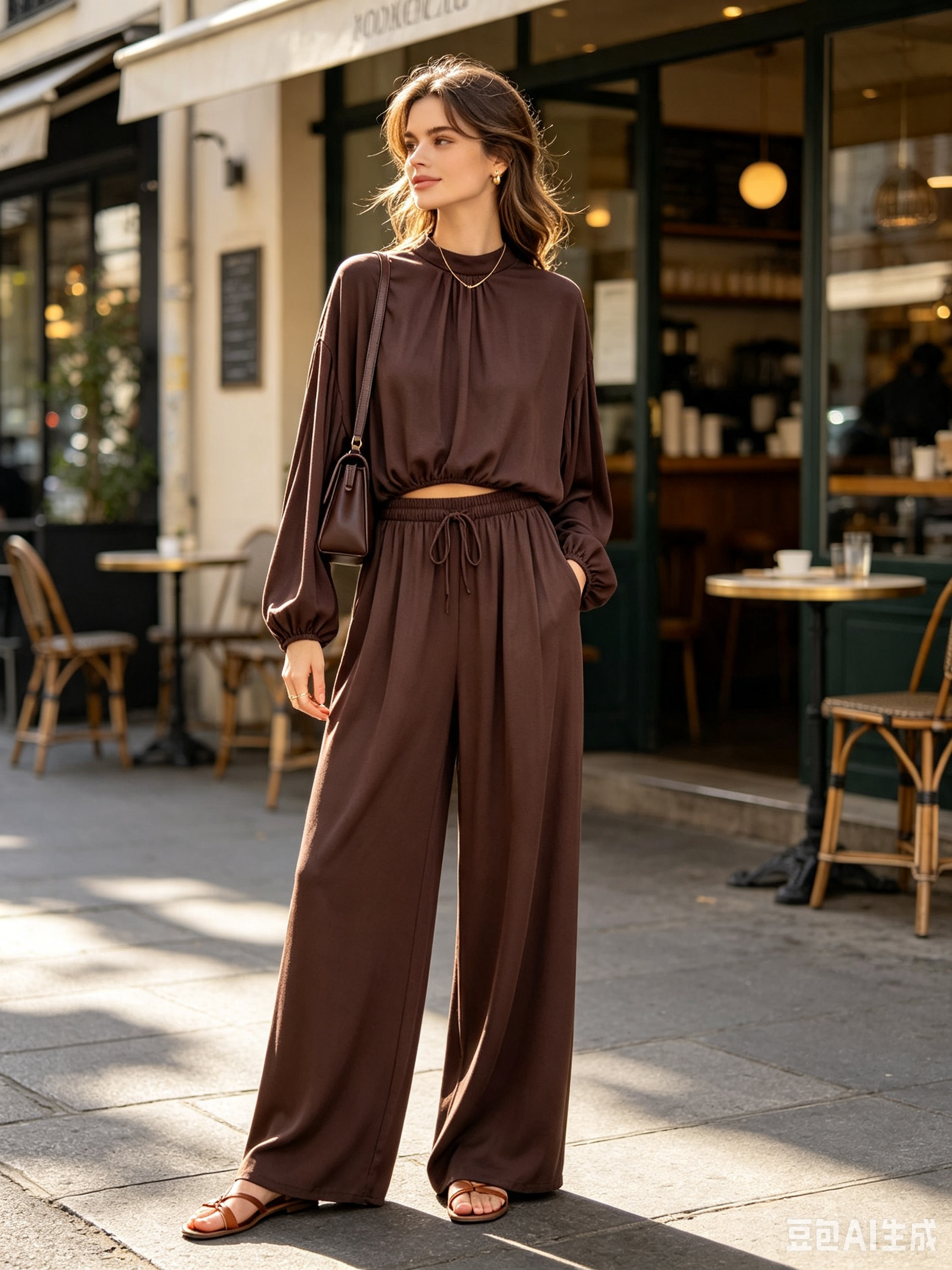 Loose Half-Turtleneck Top — Hip Length