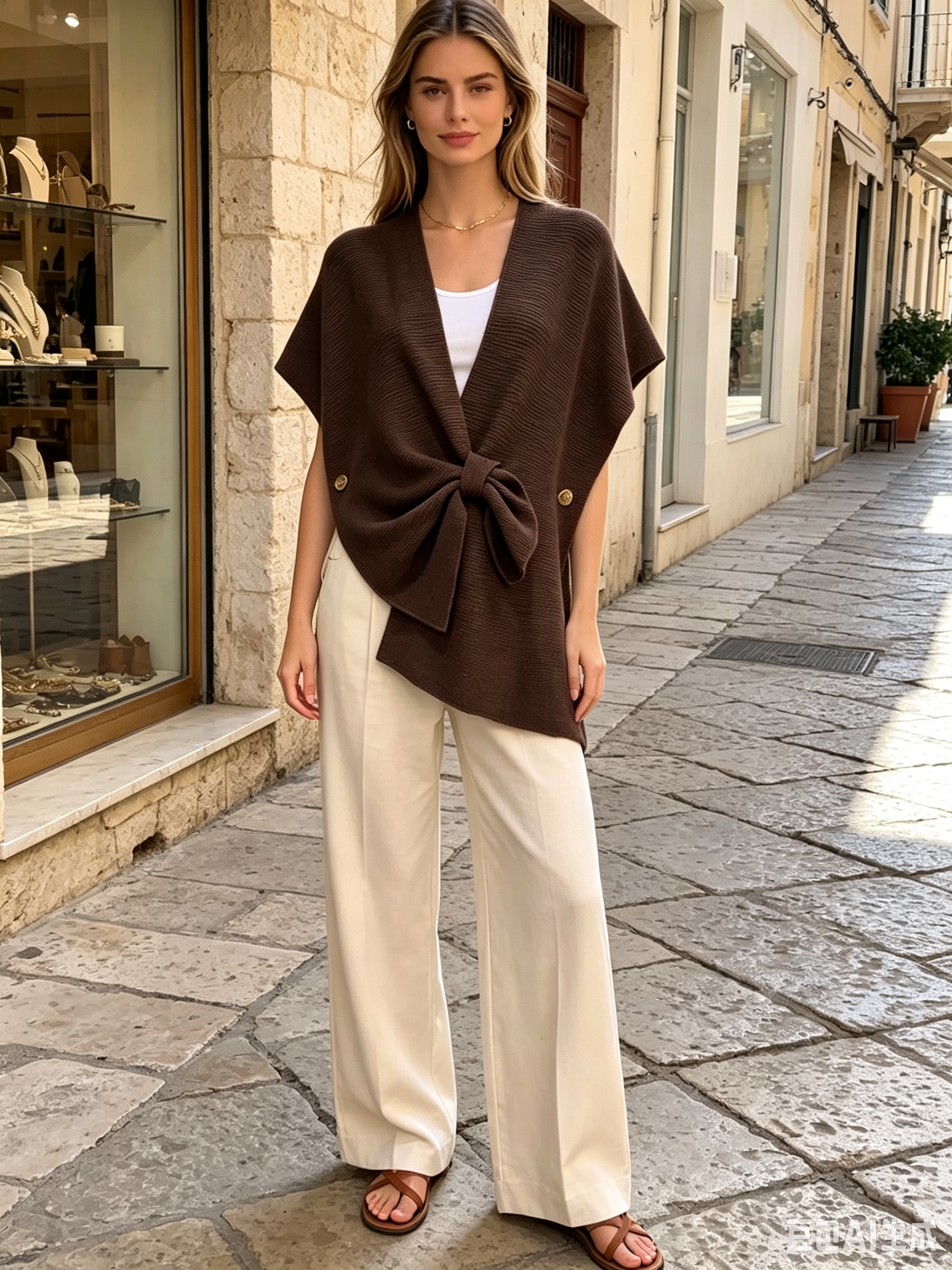 Relaxed Cardigan with Bow