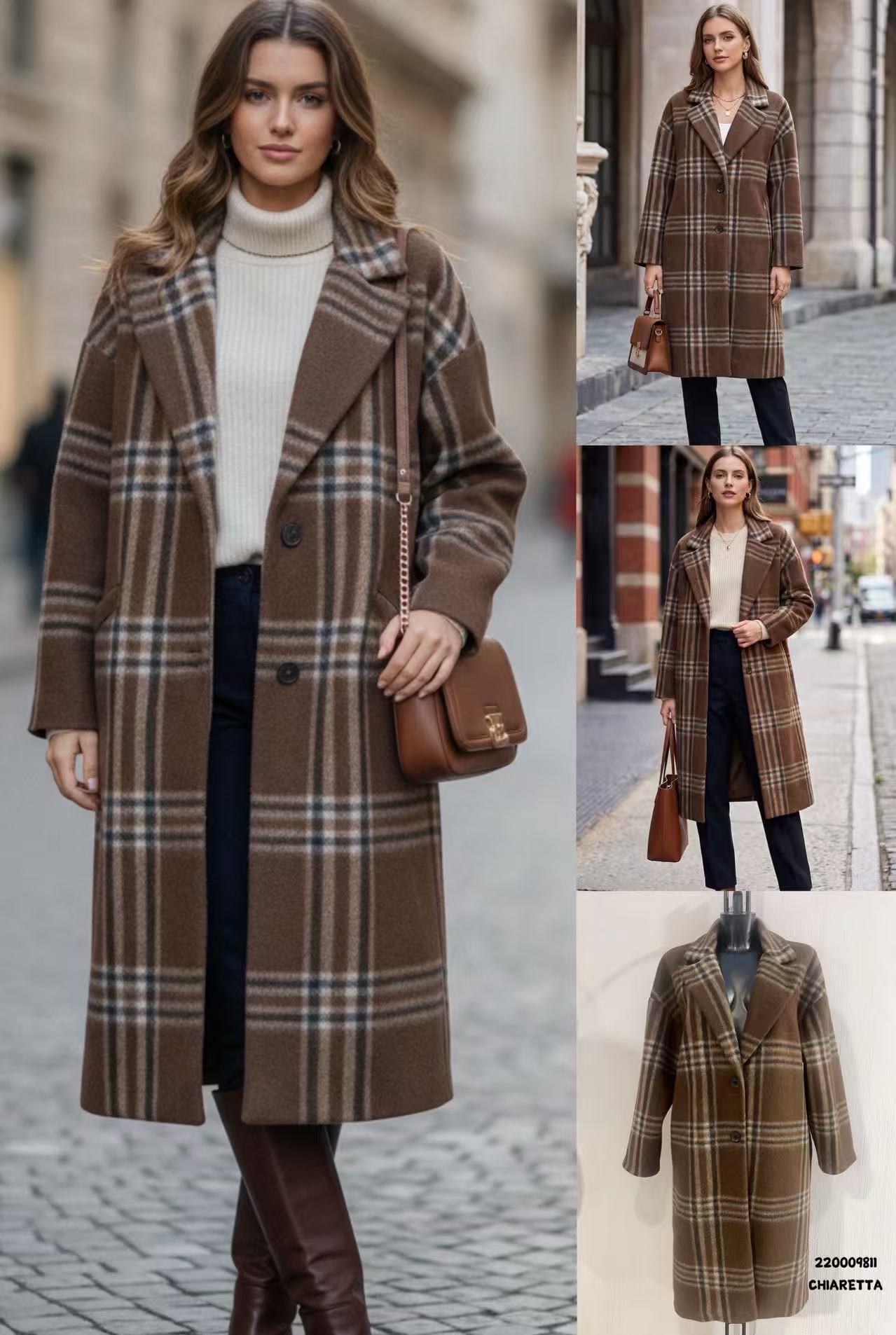 Oversized Large-Check Coat