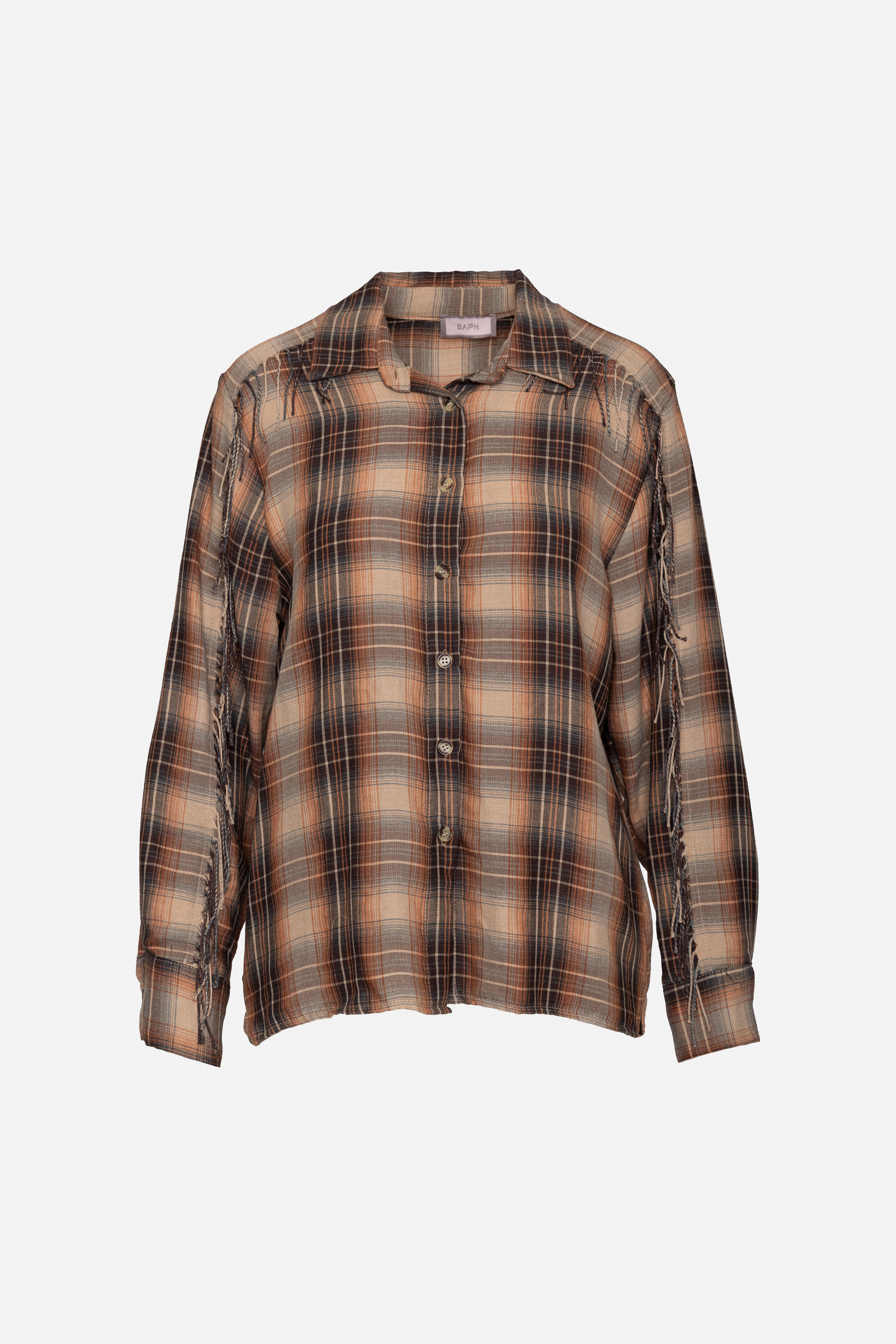 Checked Shirt with Fringed Hem