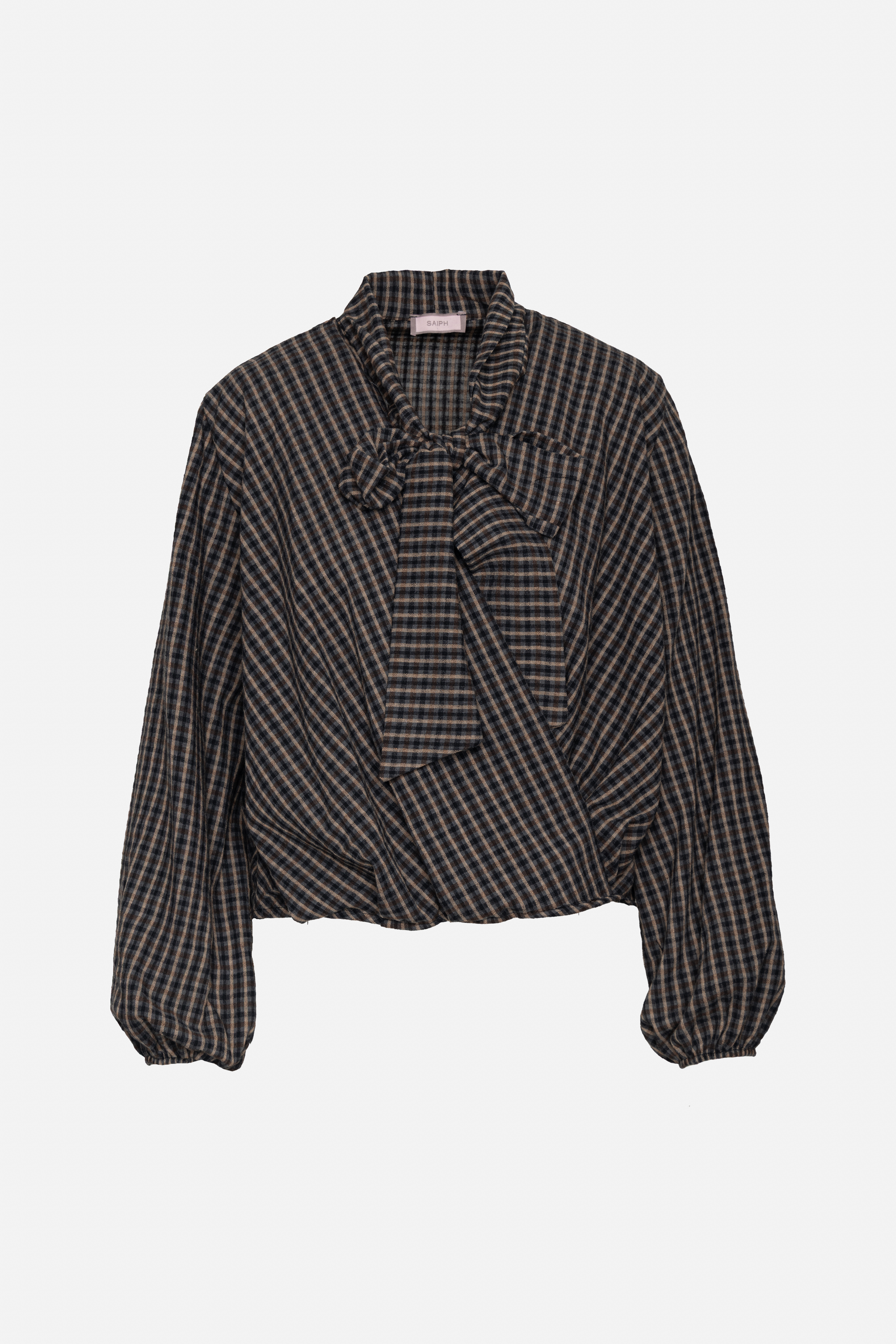 Tie-Neck Blouse with Ruffle