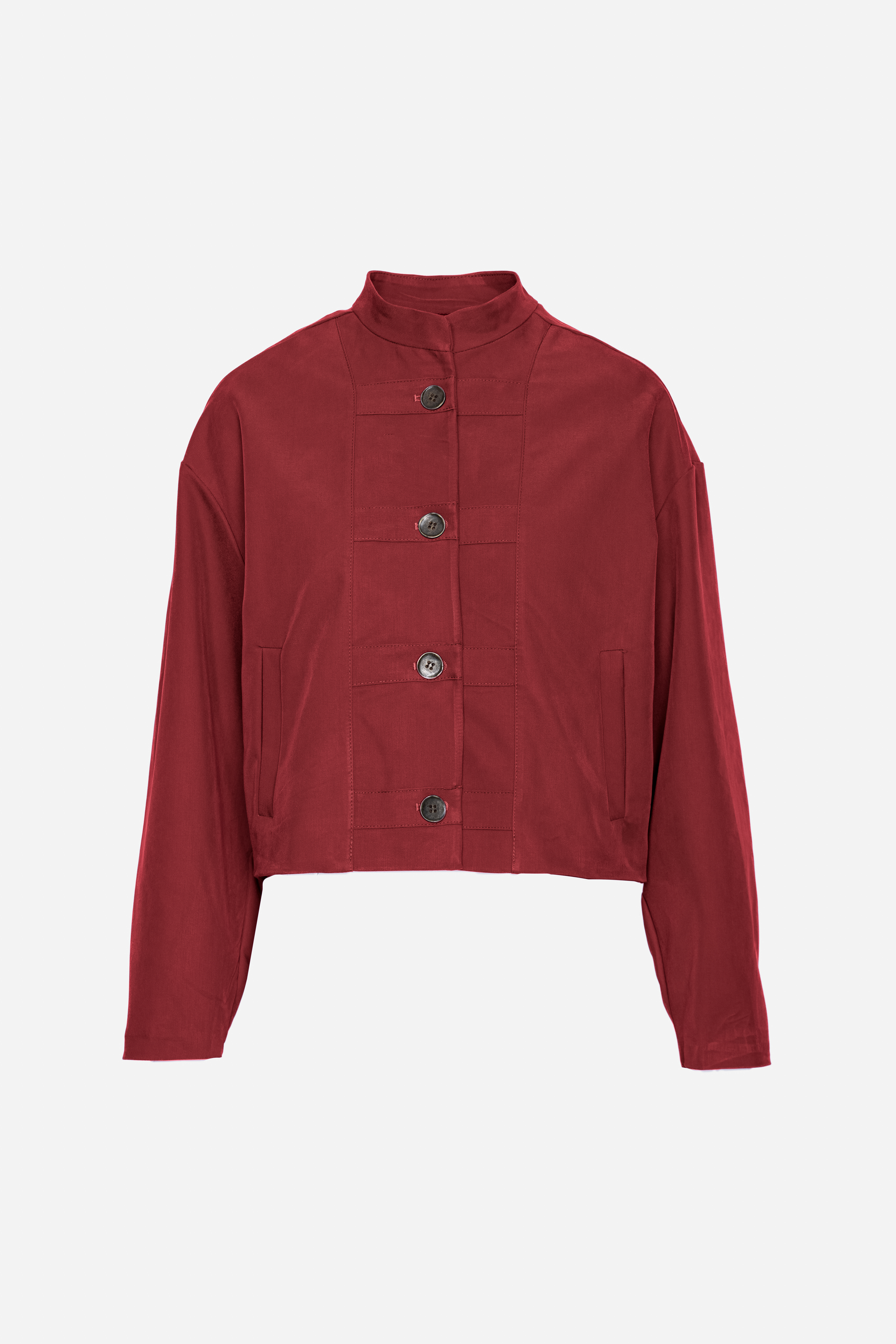 Cropped Jacket with Stand Collar