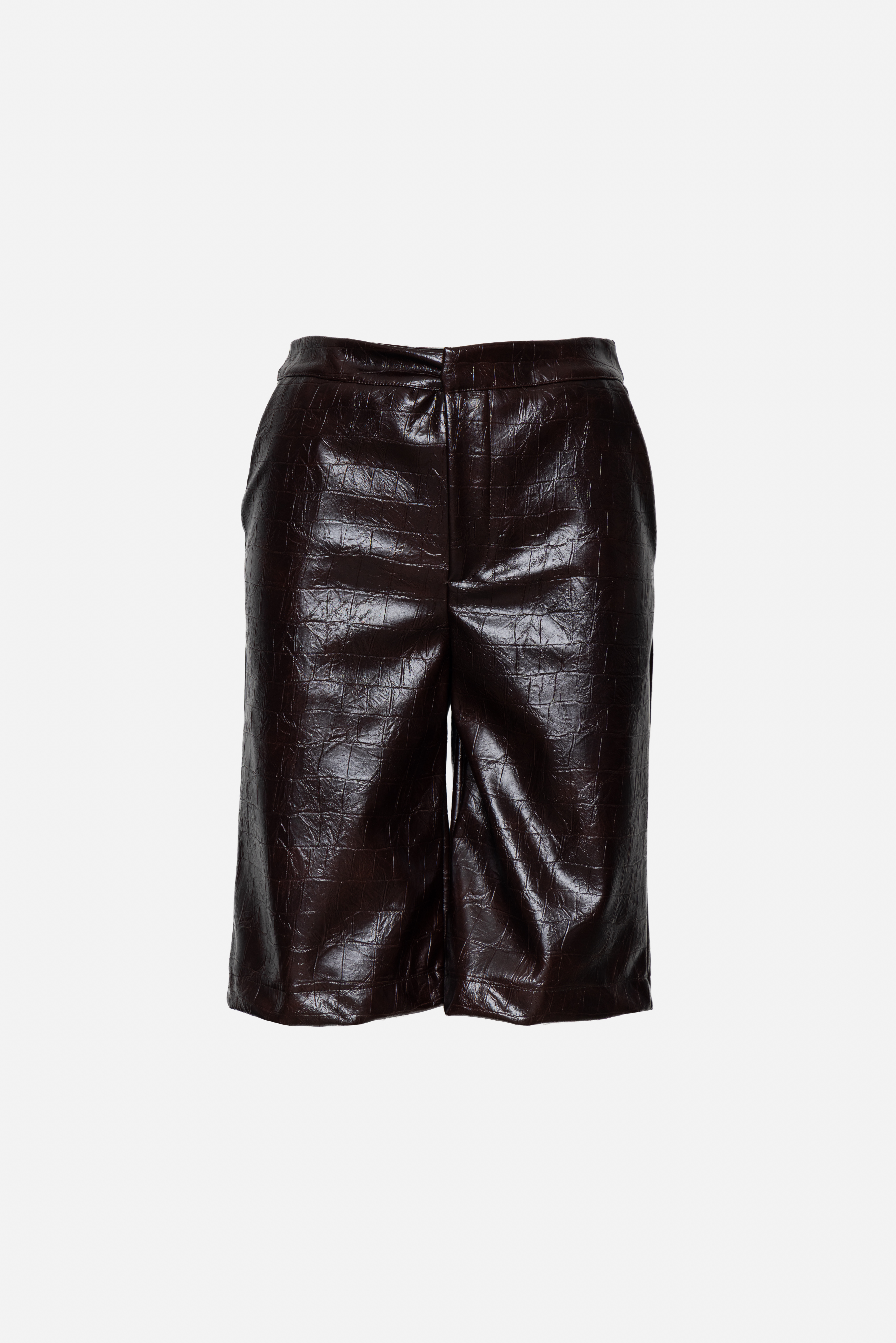 Embossed Eco-Leather Bermuda Shorts