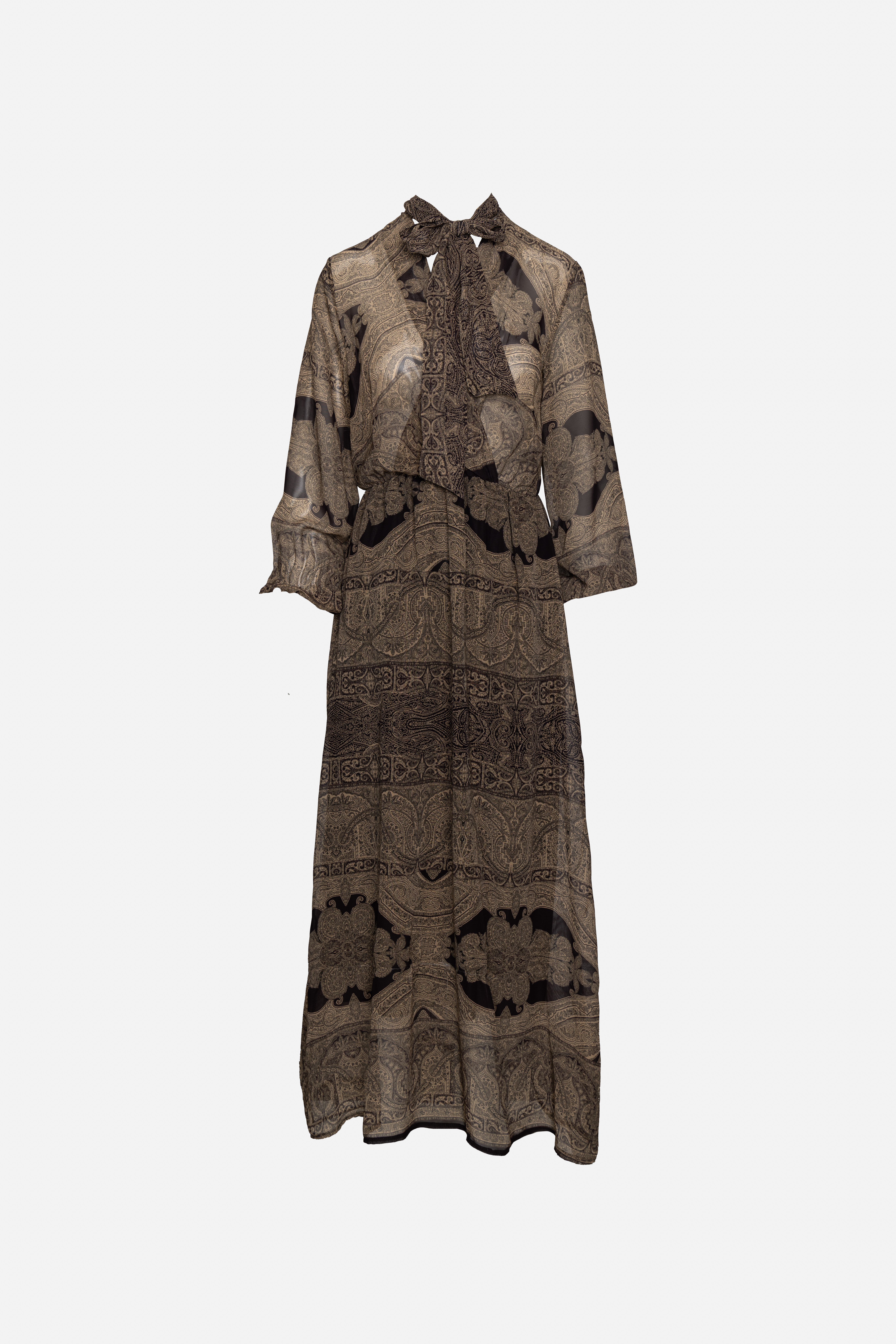 Maxi Dress with Elastic Waist and Stand Collar