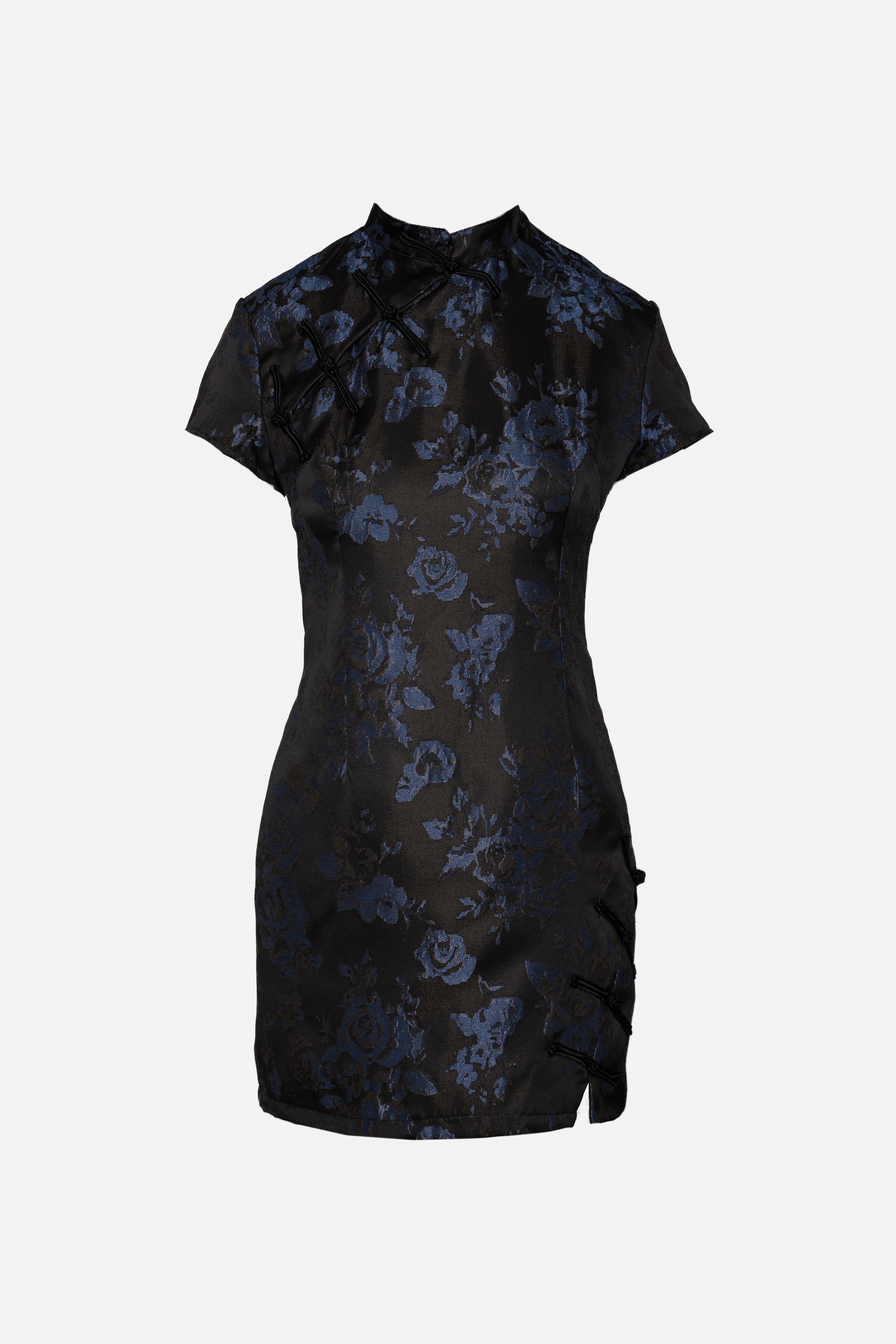 Fitted Mini Dress with Stand Collar