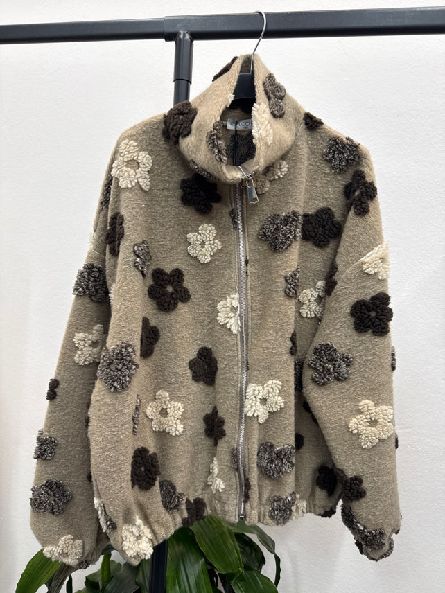 Floral Bomber with Stand Collar