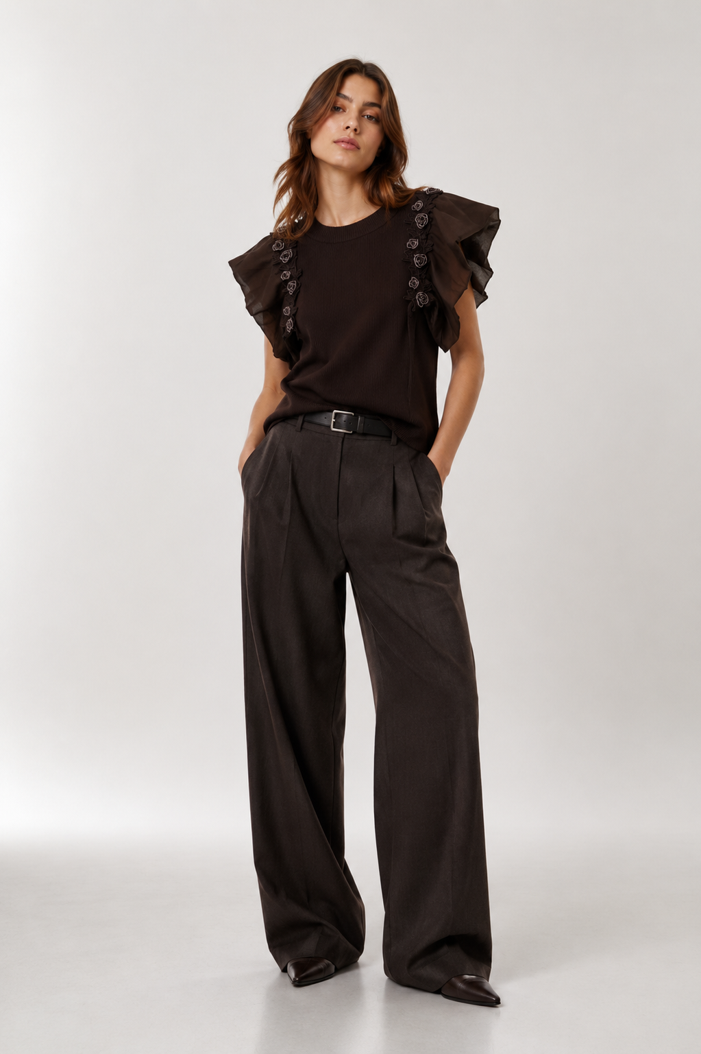 Regular Blouse with Ruffled Sleeves