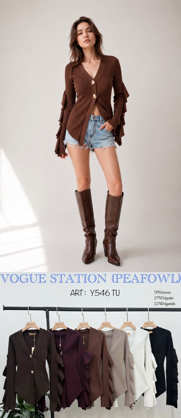 Fitted Ruffle-Trim Top