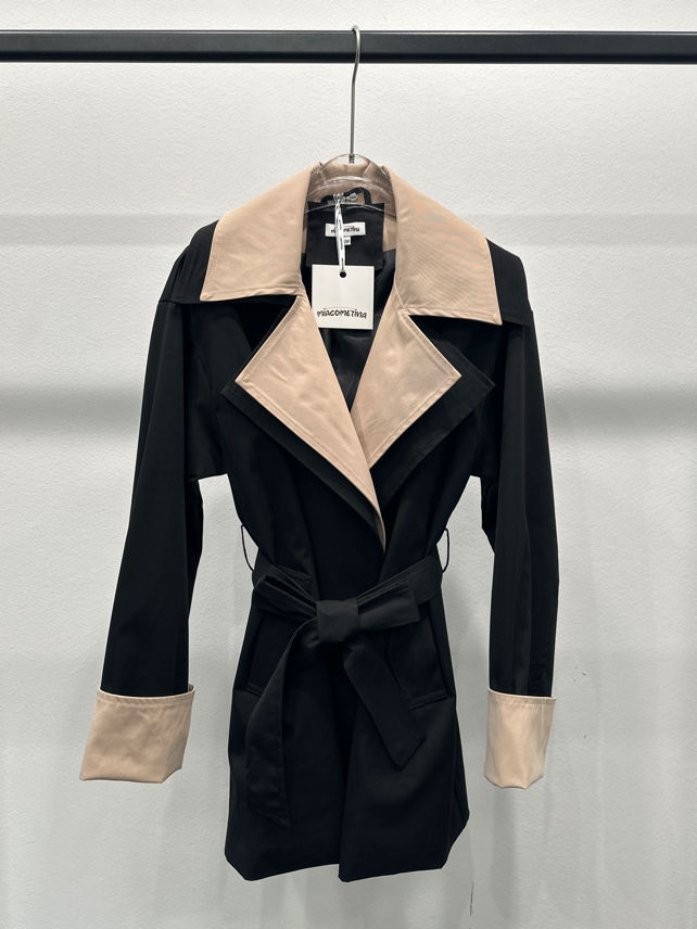 Tie-Waist Mini Trench Coat
