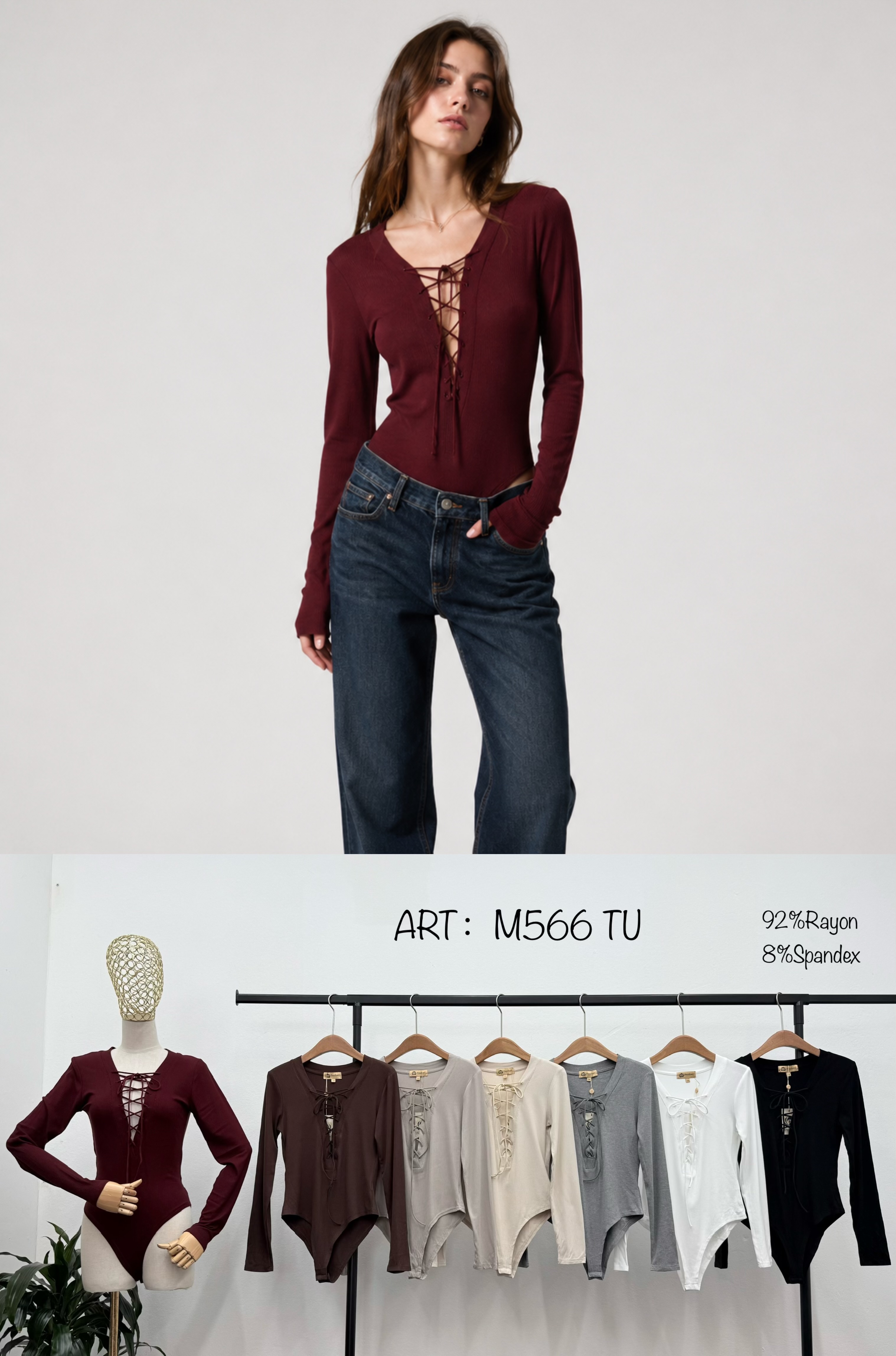 Fitted V‑Neck Bodysuit