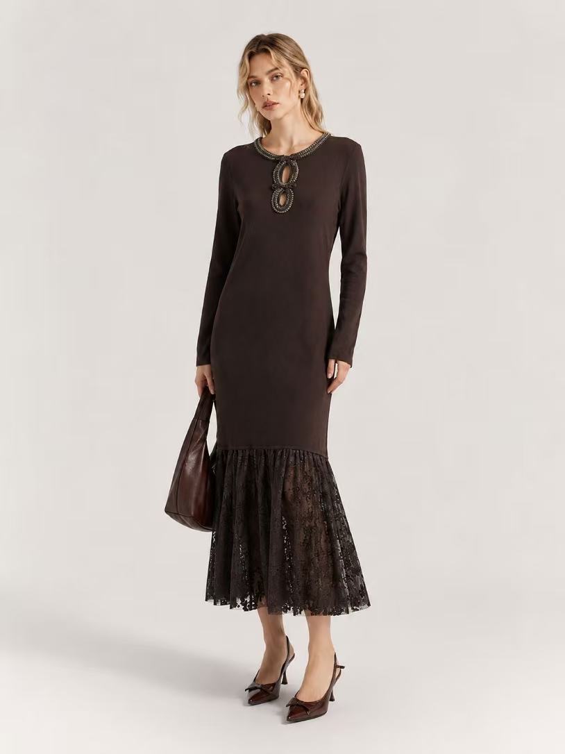 Midi Dress with Lace